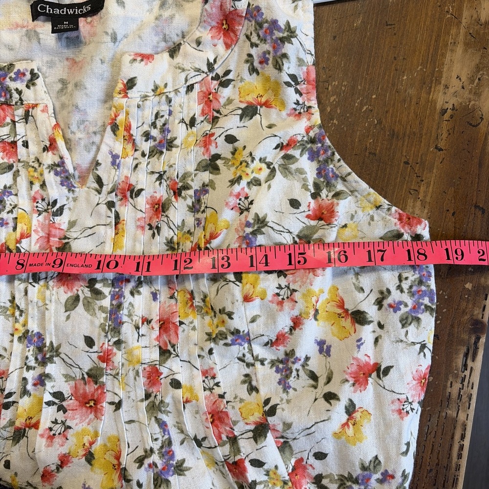 Vintage Chadwick's Linen Blend Floral Old Money Vacay Resort Dress Size Med - Picture 6 of 7